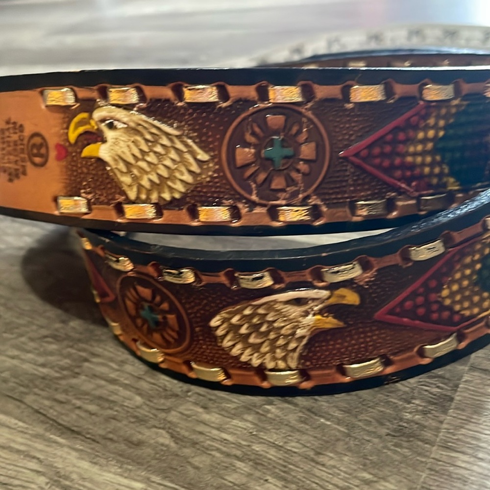 Vintage Made in Mexico leather eagle belt